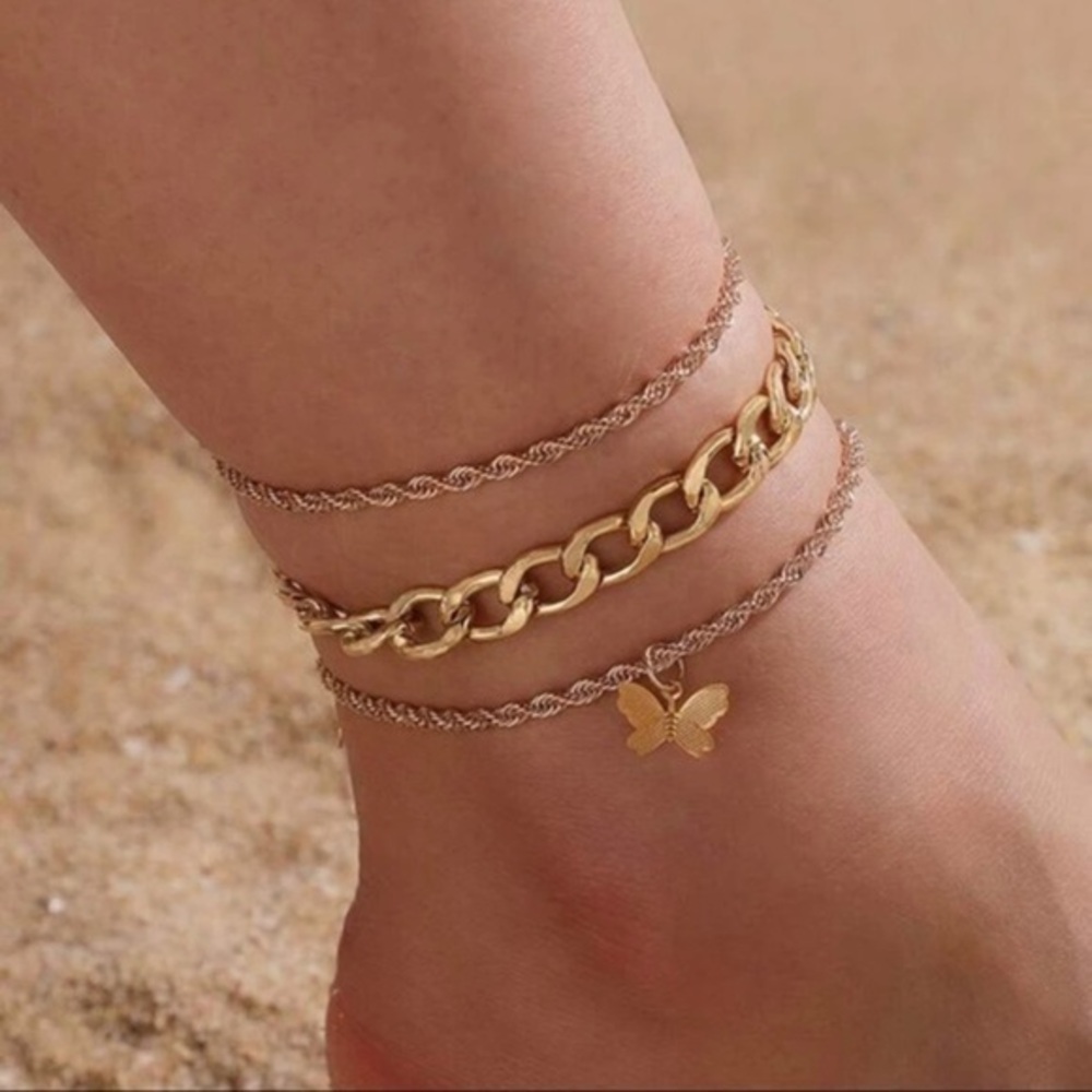3/$30 💛 3pc Butterfly Charm Chain Anklet